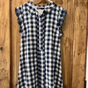 Anthropologie- Dear Creatures brand, gingham above the knee dress with lining.